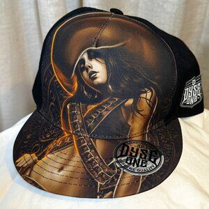 RARE DESIGN-Dyse One Female Pistolera Gun Slinger Snap Back Hat Trademark 1986
